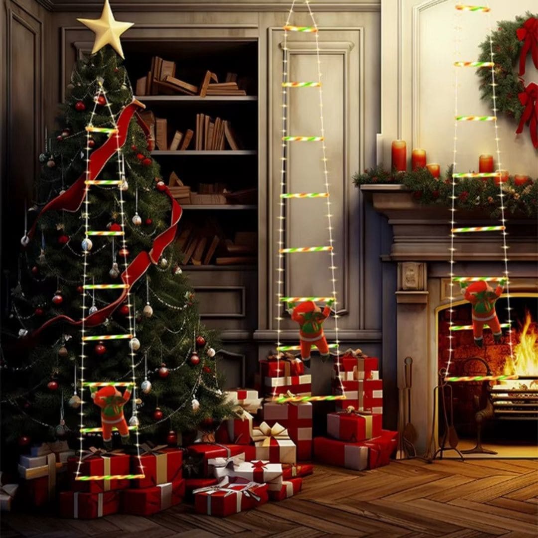 ESCALERA CON LUCES LED DE SANTA CLAUS
